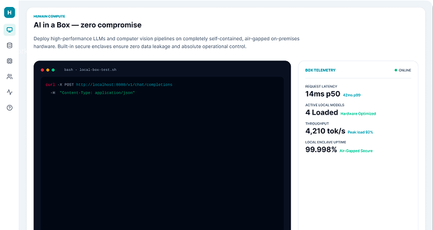 HUMAIN AI In A Box interface